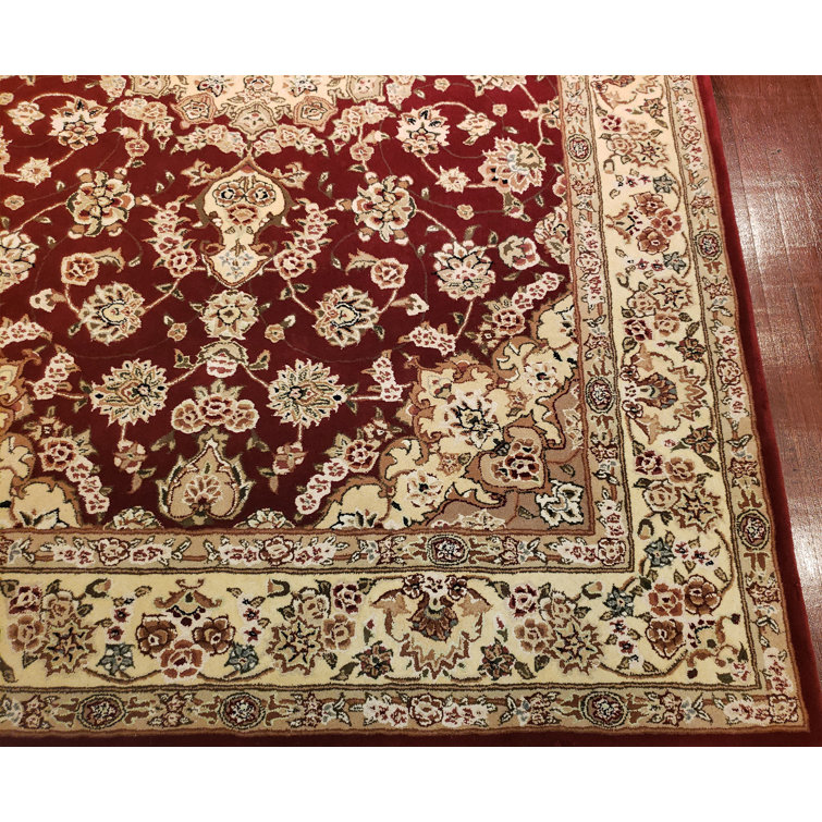 World Menagerie Porrima Oriental Handmade Tufted Wool/Silk Burgundy/Red